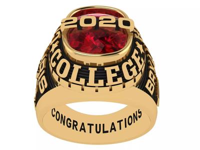 Personalized Class Ring  3 - Cushion Gemstone Bridge