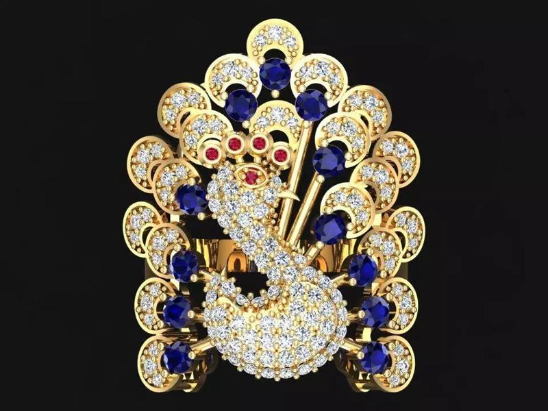 Peacock ring - Bird rings - Womens rings