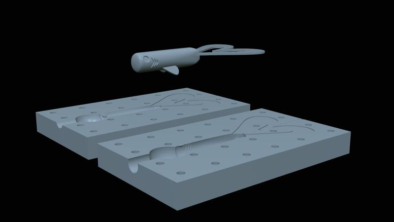 AM bait fish 12cm double twister model / form for predator fishing