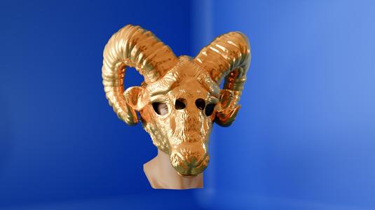 Ram mask prop, movie set costume, alligator party wear 3d printing STL file