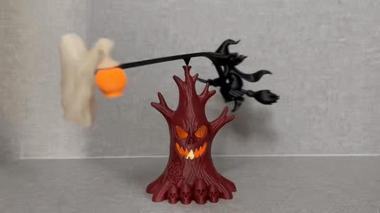 Balanced Witch & Ghost - Tree Trunk Tealight