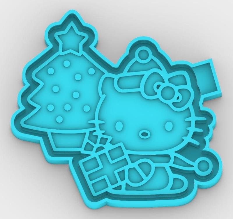 Christmas, Hello Kitty - freshie mold - STL for silicone mold