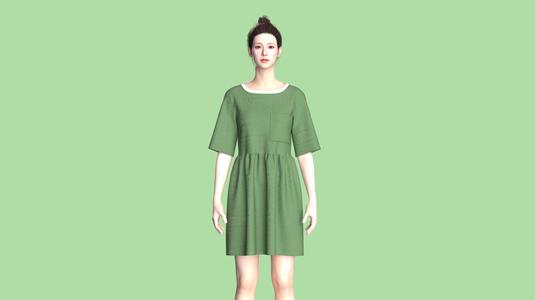 Cord T-Shirt Dress In Khaki  | Marvelous / Clo3d / obj / fbx