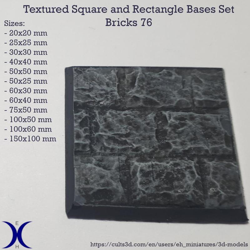 Square and Rectangle Bases Set – Bricks 76 Texture (20–150mm) | Perfect for Tabletop Wargames & RPG's