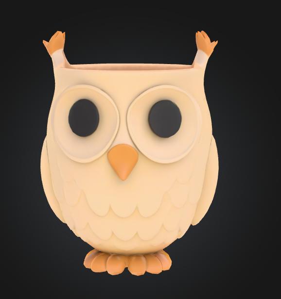 Flower pot Owl - decorative model for 3D printing