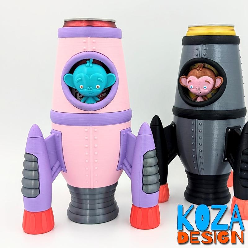 Cute Monkey Astronaut Rocket Koozie: Stylish 355ml Sleek Can Holder with Unique Rocket Shape for Keeping Drinks Cold