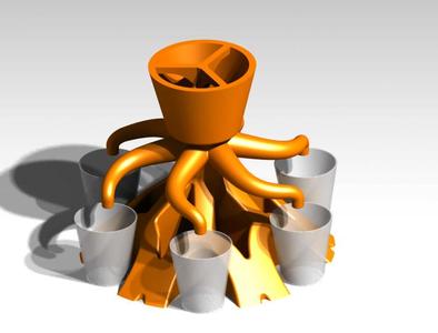 Schnapskrake - Shot Filler sixfolds at the same time.