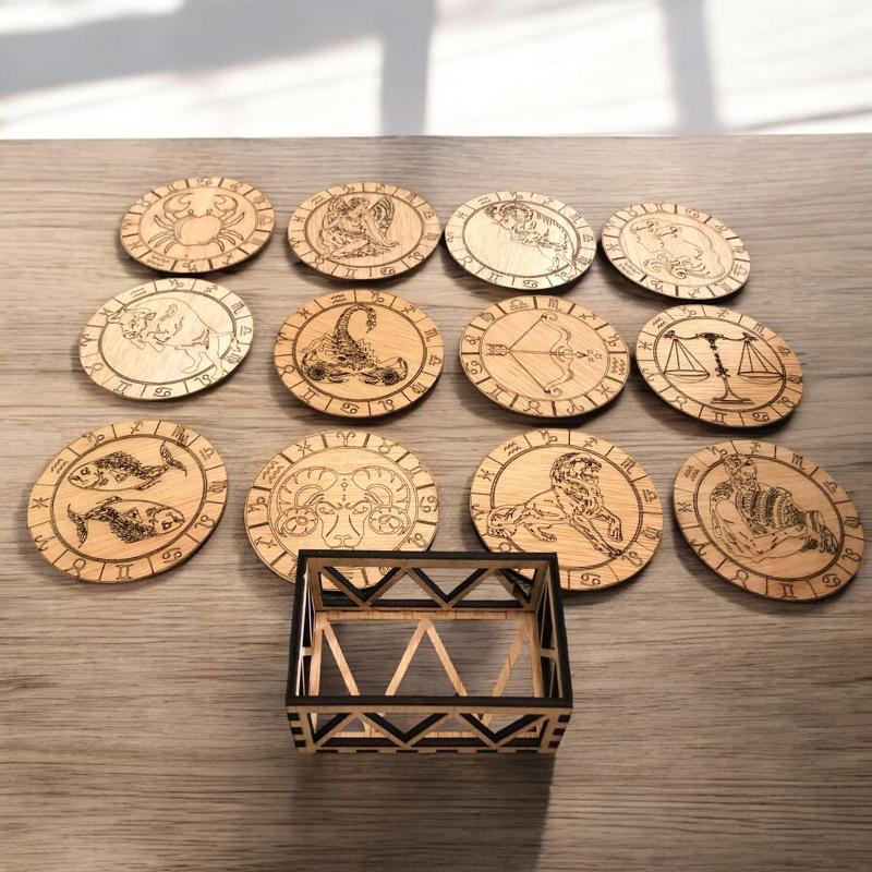 laser-cut zodiac coaster