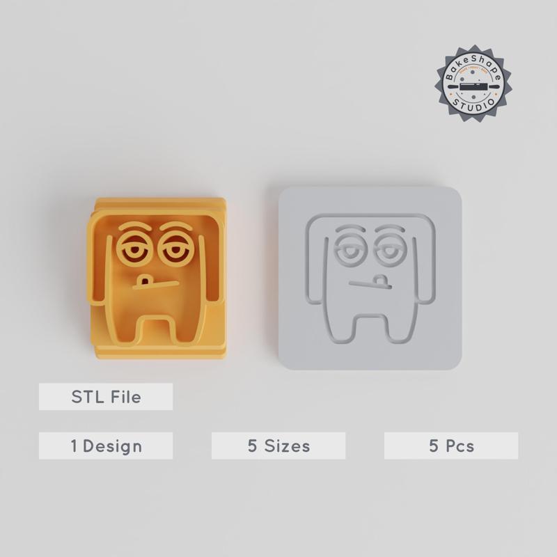 High Shoulders Monster Stamp Set, 5 Motif Sizes 20-40mm, Perfect for Clay, Cookies & Fondant