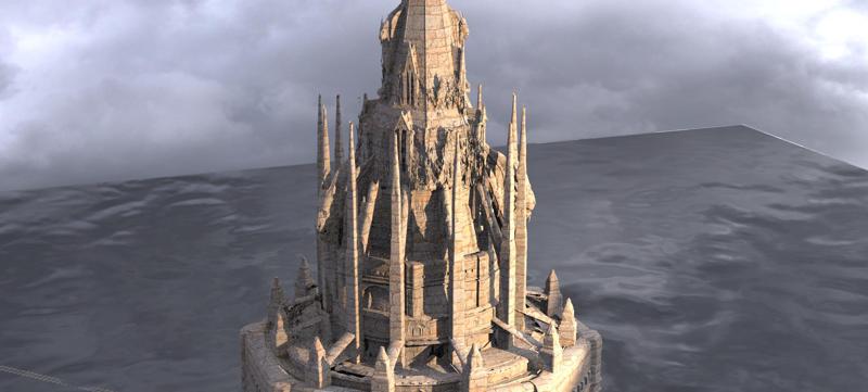 Medieval Lion Tower Overgrown Turret Tower 10