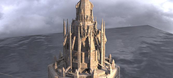 Medieval Lion Tower Overgrown Turret Tower 10