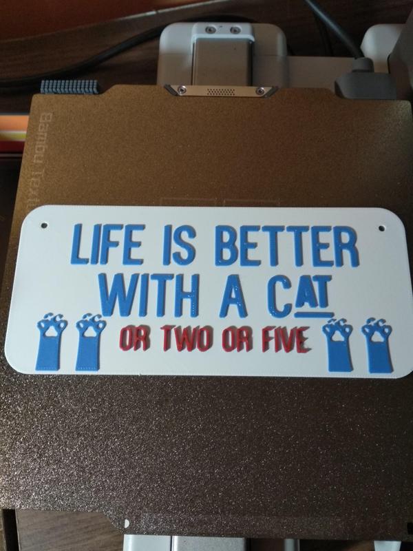 Life is better with a Cat - funny sign.