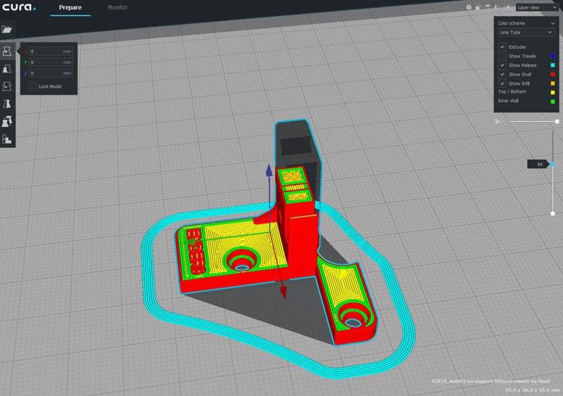 BlTouch Mount For Ender 3 (remix) - no supports needed