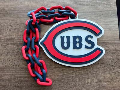Chicago Cubs Logo Oversized Necklace, Pendant Chain
