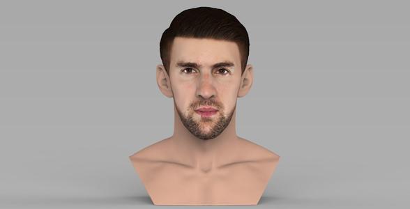 Michael Phelps bust for full color 3D printing