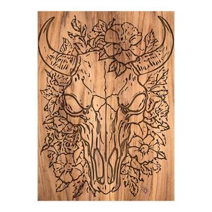 Floral bull skull home decor wall art