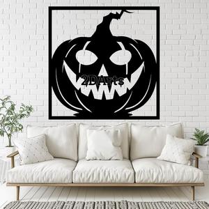 Carved Pumpkin with Frame 2D Wall Art/Window Art STL & SVG File for 3D Printing and Laser Cutting
