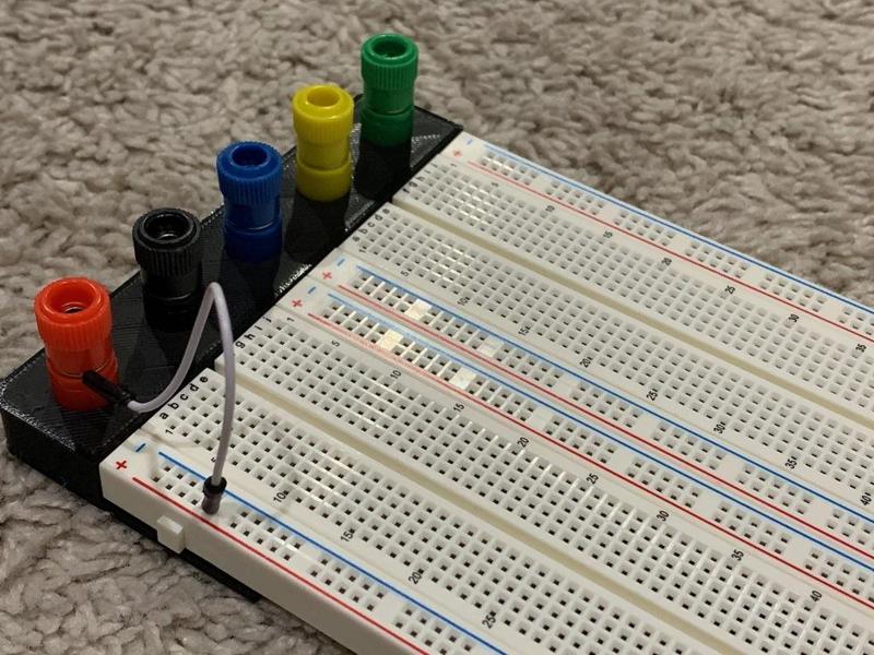 Dual Breadboar holder with 5 banana plugs