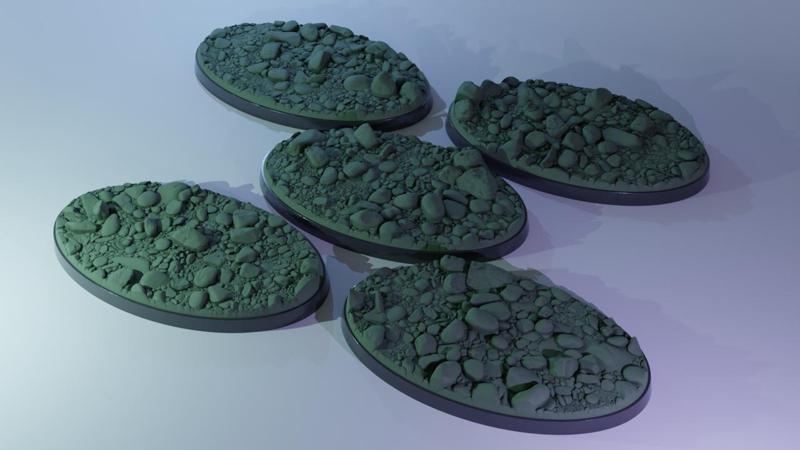 5x 75x42mm base with river pebbles (+toppers)