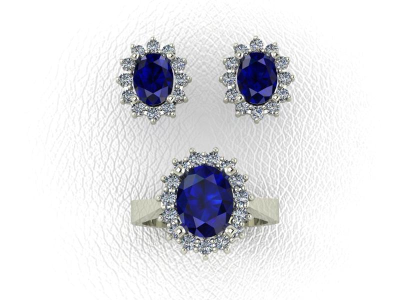 Sapphire Earrings and Ring Set