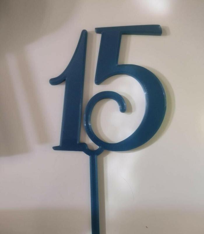 number 15 cake topper