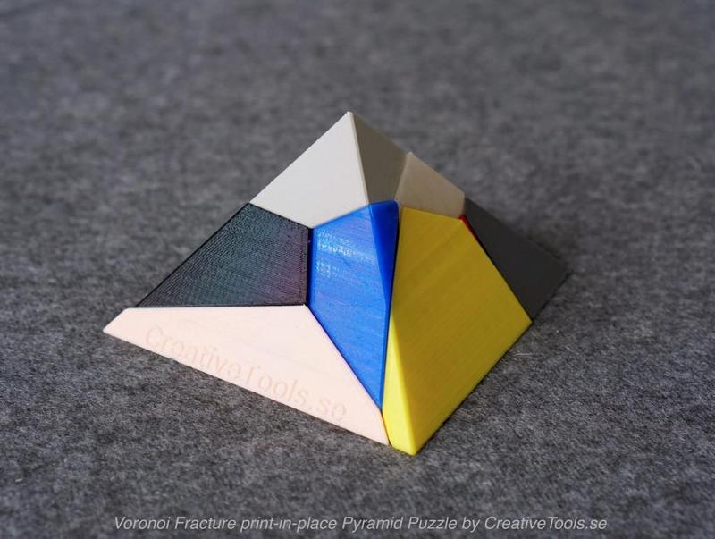 Voronoi Fracture Print-in-Place Pyramid Puzzle
