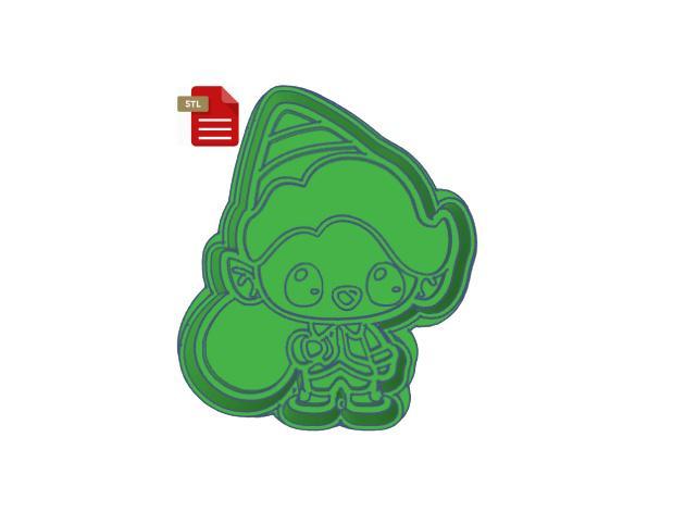 elf with sack of toys Cookie cutter and Stamp STL FILE