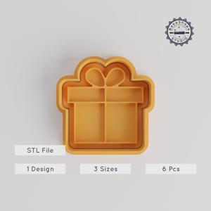 Gift Box Shape Cutter & Stamp Set, Perfect for Cookies & Fondant, S/M/L Sizes, 6 Pieces, Party & Holiday Celebration Tools PRODUCT_4874