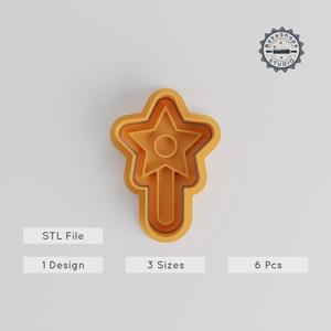 Star Shape Cutter & Stamp Set, Cookie & Fondant Tools, 3 Sizes, 6 Pieces, Twinkle Holiday Decoration, Festive Xmas Design PRODUCT_4962