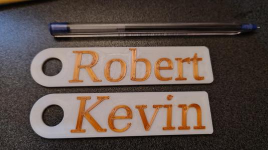 Two colour name tag design file - name is inset one layer so it stays on better