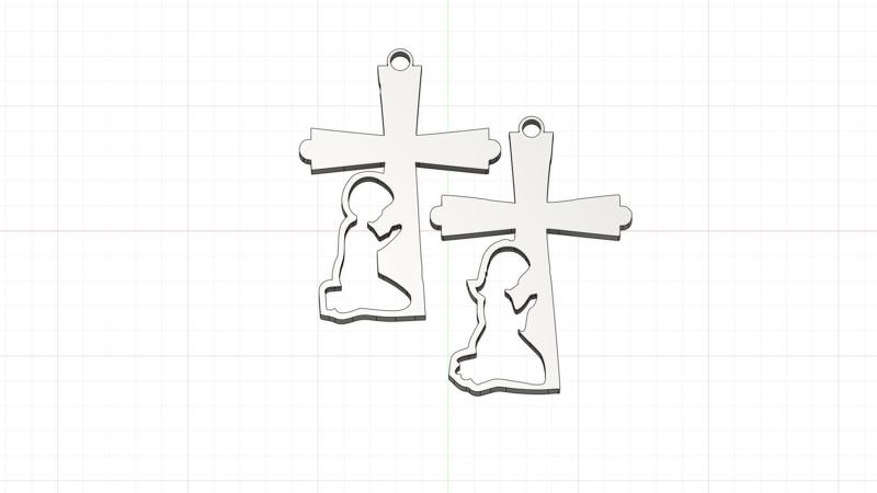 Keychain Angel with Cross - Boy and Girl - Baptism or Communion