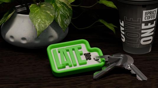 "Late AF" Keychain - Perfect for Chronic Latecomers - Multicolour STL