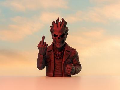 Flame of Darkness Skull Middle Finger