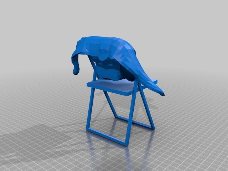 A clothes hung on  chair, Or a chair with hanging a clothes.