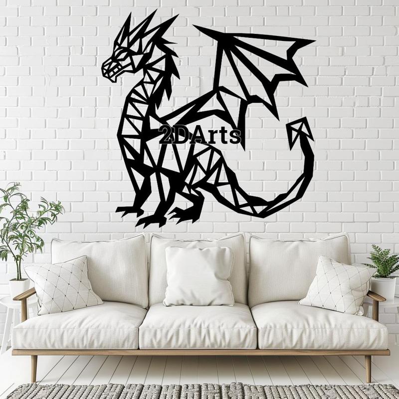 Low Poly Dragon 2D Wall Art/Window Art - Digital STL & SVG File