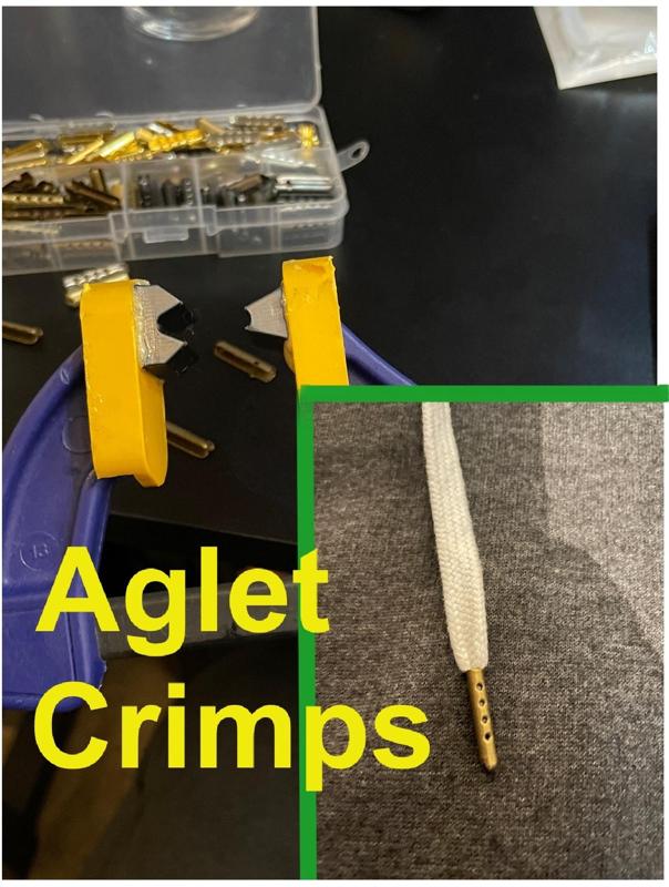Aglet crimps (hoodies, shoe laces)