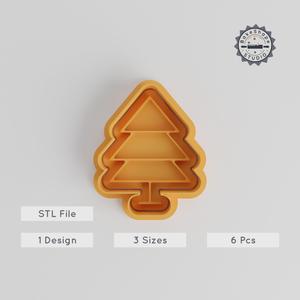 Festive Pine Tree Cutter & Stamp Set, 6 Pieces, Small, Medium, Large, Perfect for Cookies & Fondant, Christmas, Woodland, Nature Design PRODUCT_4920