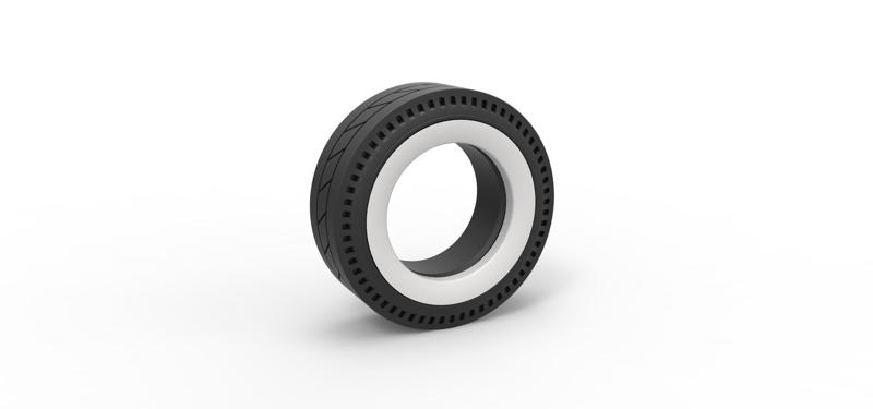 Diecast Whitewall rear tire of vintage dragster Version 11 Scale 1:25