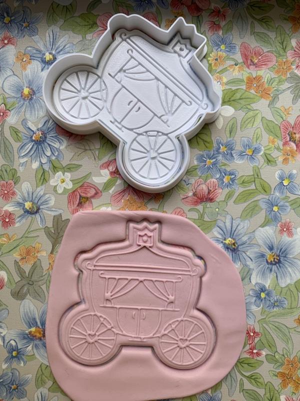 Carriage Wedding Cookie Stamp Embosser and Cookie Cutter Set, Fairy Tale Cookie Stamp Embosser, Princess Cookie Stamp, Fondant Stamp