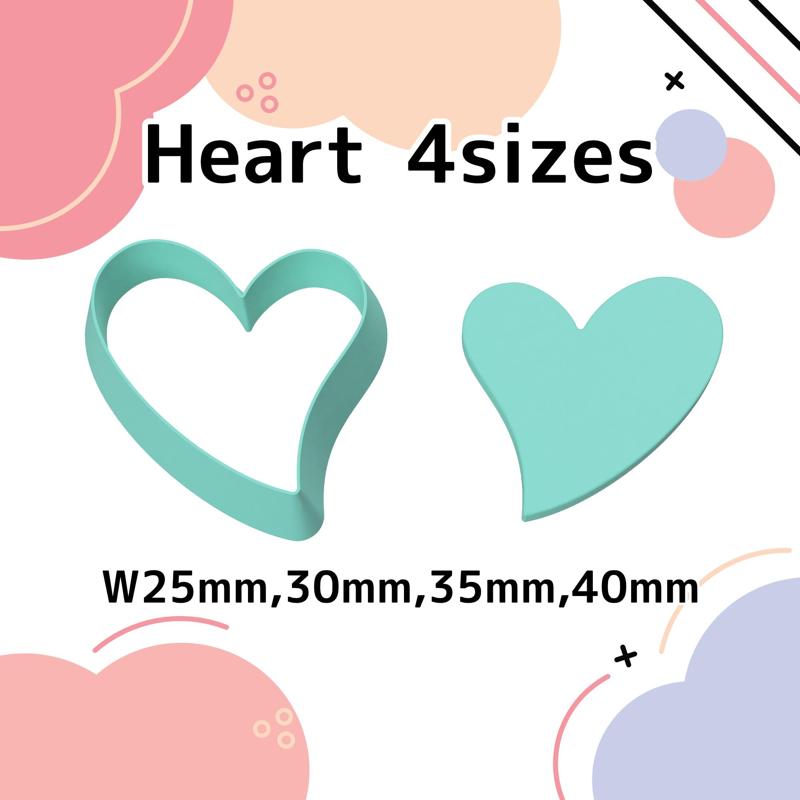 Heart 4 Polymer Clay Cutters＊Cookie Cutters＊Sugar Craft＊4 Sizes＊w20mm, 25mm, 30mm, 35mm