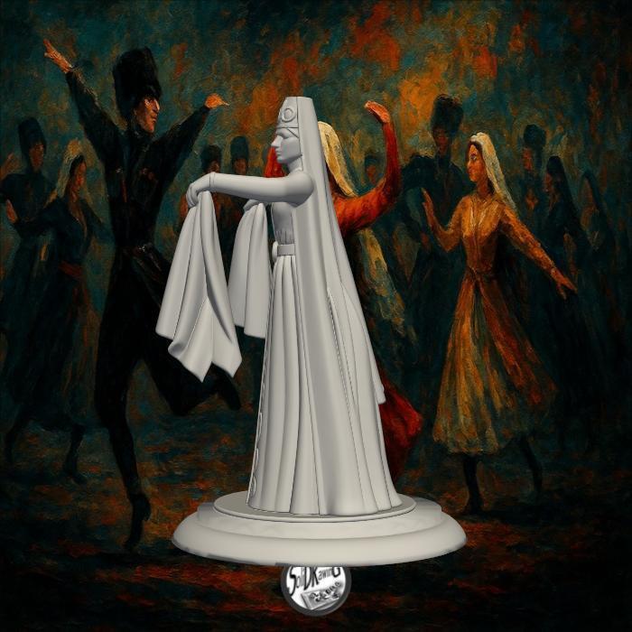 Caucasian Woman Dancer with Scarves – SoliDRawinGs SG049