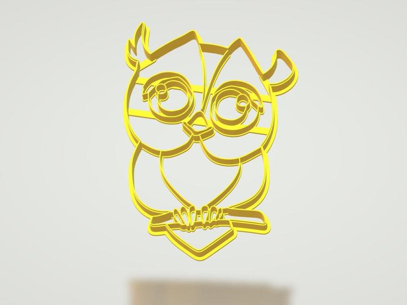 Owl on a branch, сookie cutter + DXF