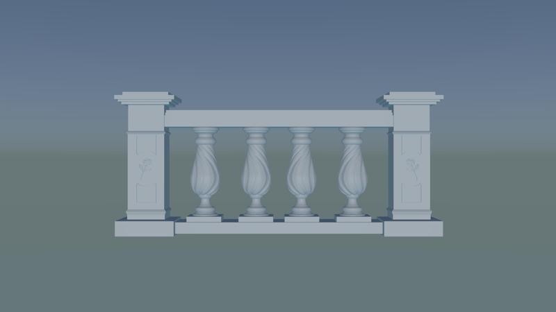 Stone balustrade 3D
