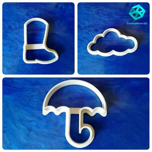 RAIN BOOT, UMBRELLA, CLOUD COOKIE CUTTER