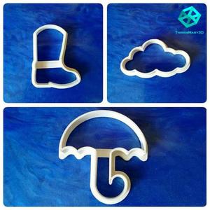 RAIN BOOT, UMBRELLA, CLOUD COOKIE CUTTER