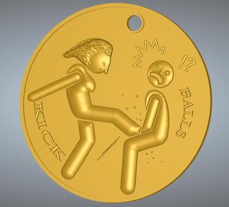 Fashion Decor earing Tiket keychain Kick my Balls keyring trinket necklace pendant key-keeper kb-05 3d-print and cnc