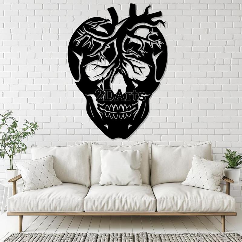 Skull Real Heart Form 2D Wall Art/Window Art