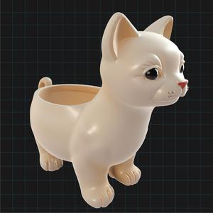 Cute Cat Planter 3D Model – Animal Pot for Plants – Decorative Pet Planter