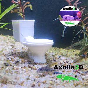 DECORATION FOR FISH TANK IN THE SHAPE OF A TOILET WITH MOVABLE COVER