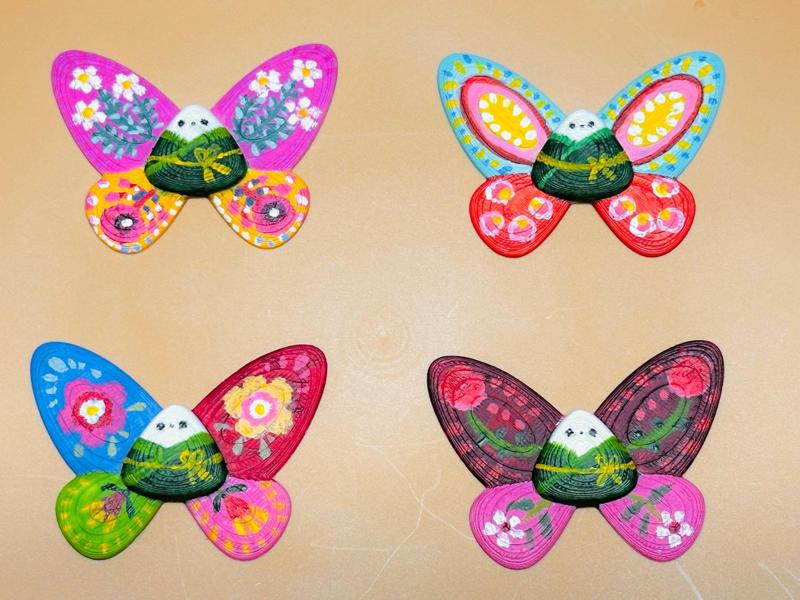 DIY adorable little rice dumpling butterfly hair clips, refrigerator magnets, rings, brooches, and badges